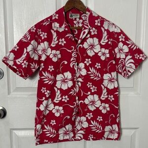 Vintage Aloha Republic Men’s Red Hawaiian shirt size Small made in USA floral